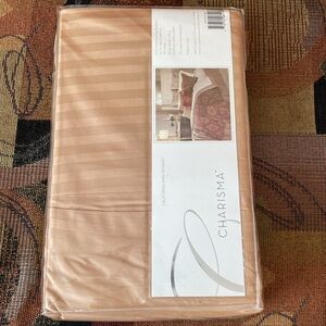 BRAND NEW CHARISMA PAXTON STRIPED TAUPE CALIFORNIA KING BEDSKIRT, NEW